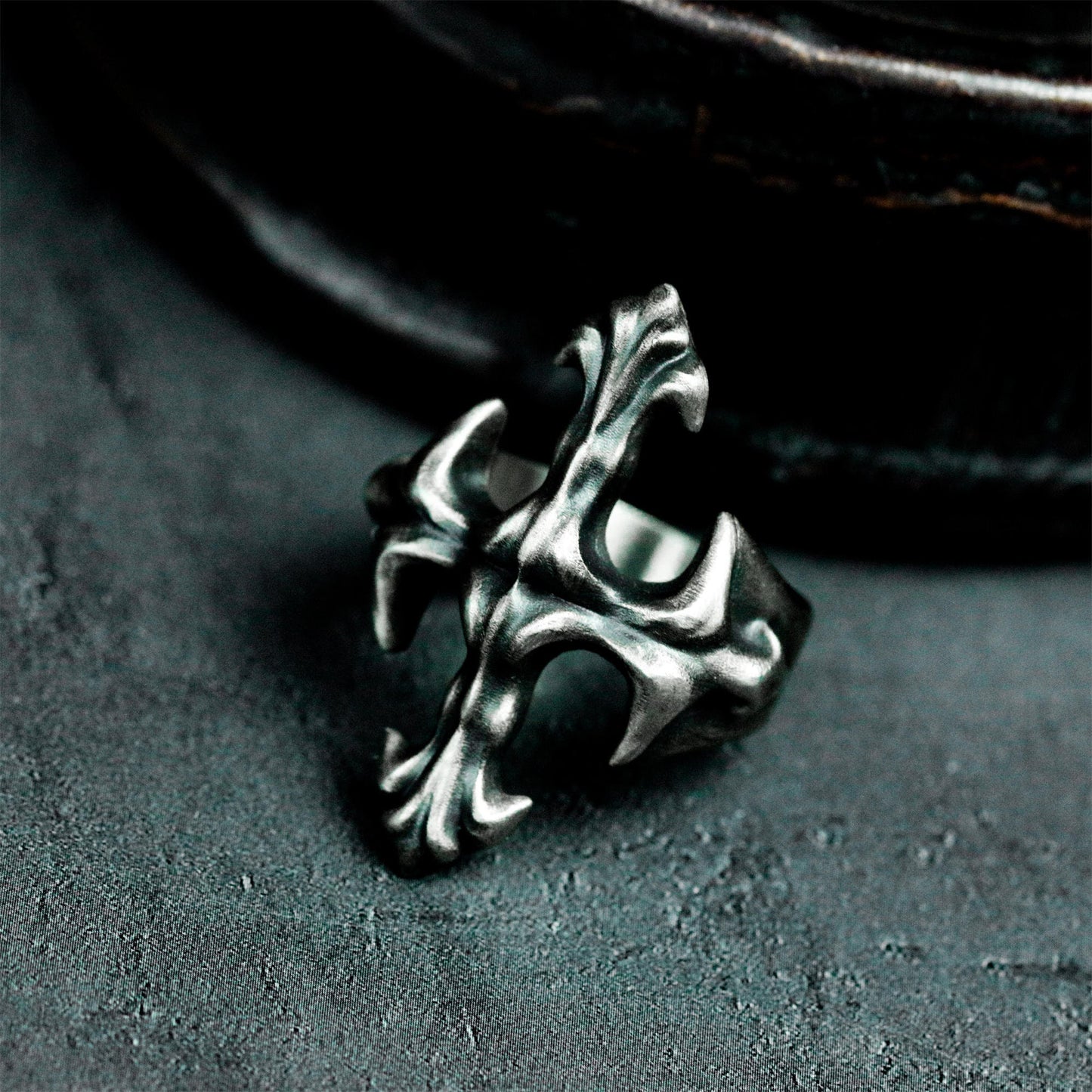 Cross Fleur Ring - 925 Sterling Silver Handmade Gothic