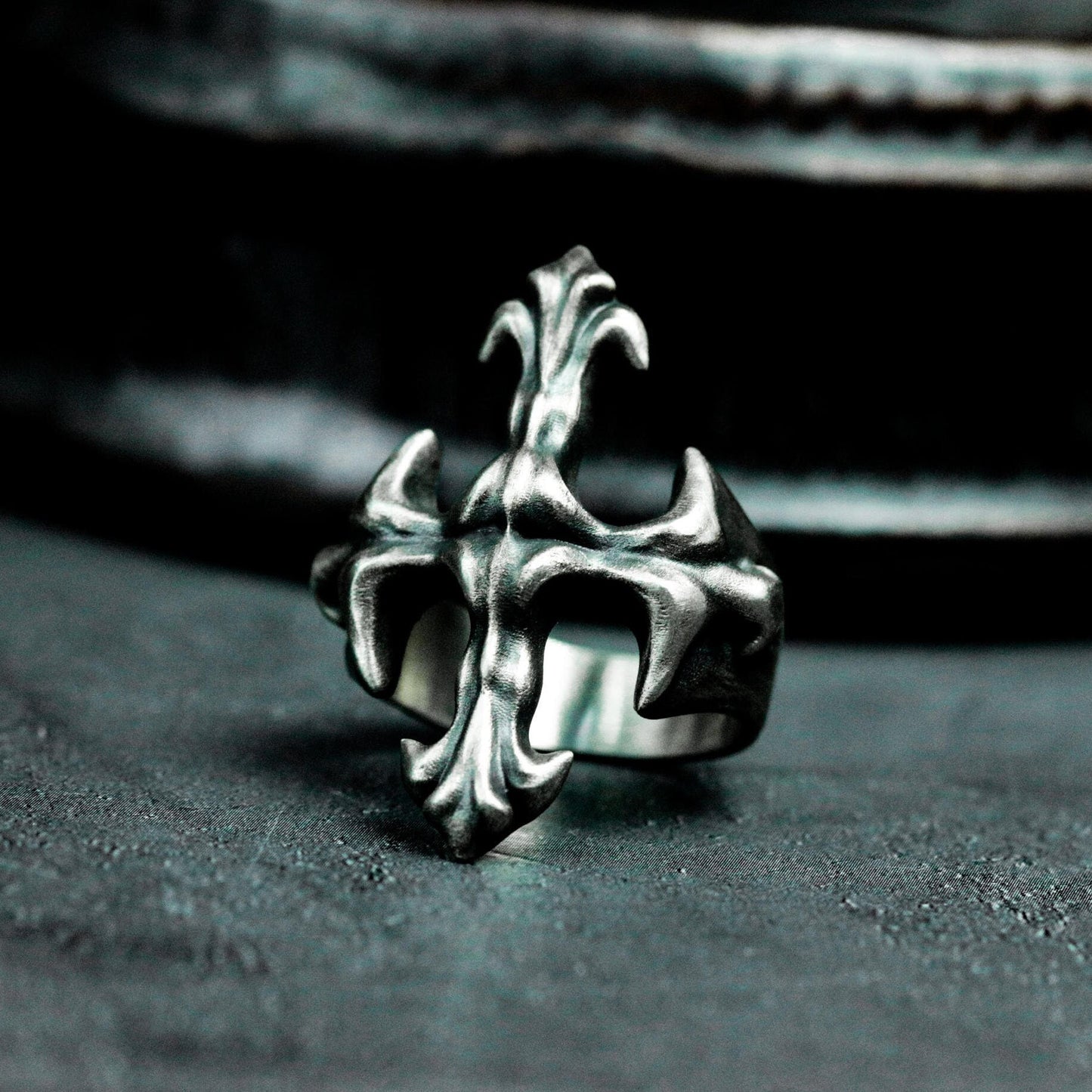 Cross Fleur Ring - 925 Sterling Silver Handmade Gothic