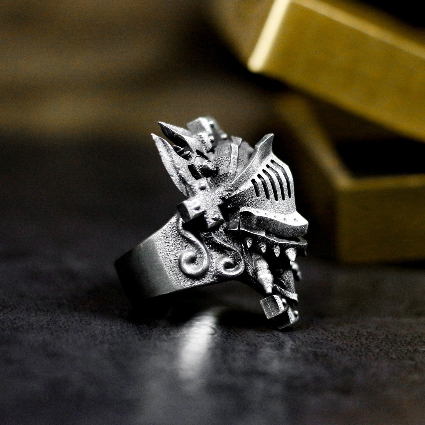 Knight Face Mask Ring - 925 Sterling Silver Handmade