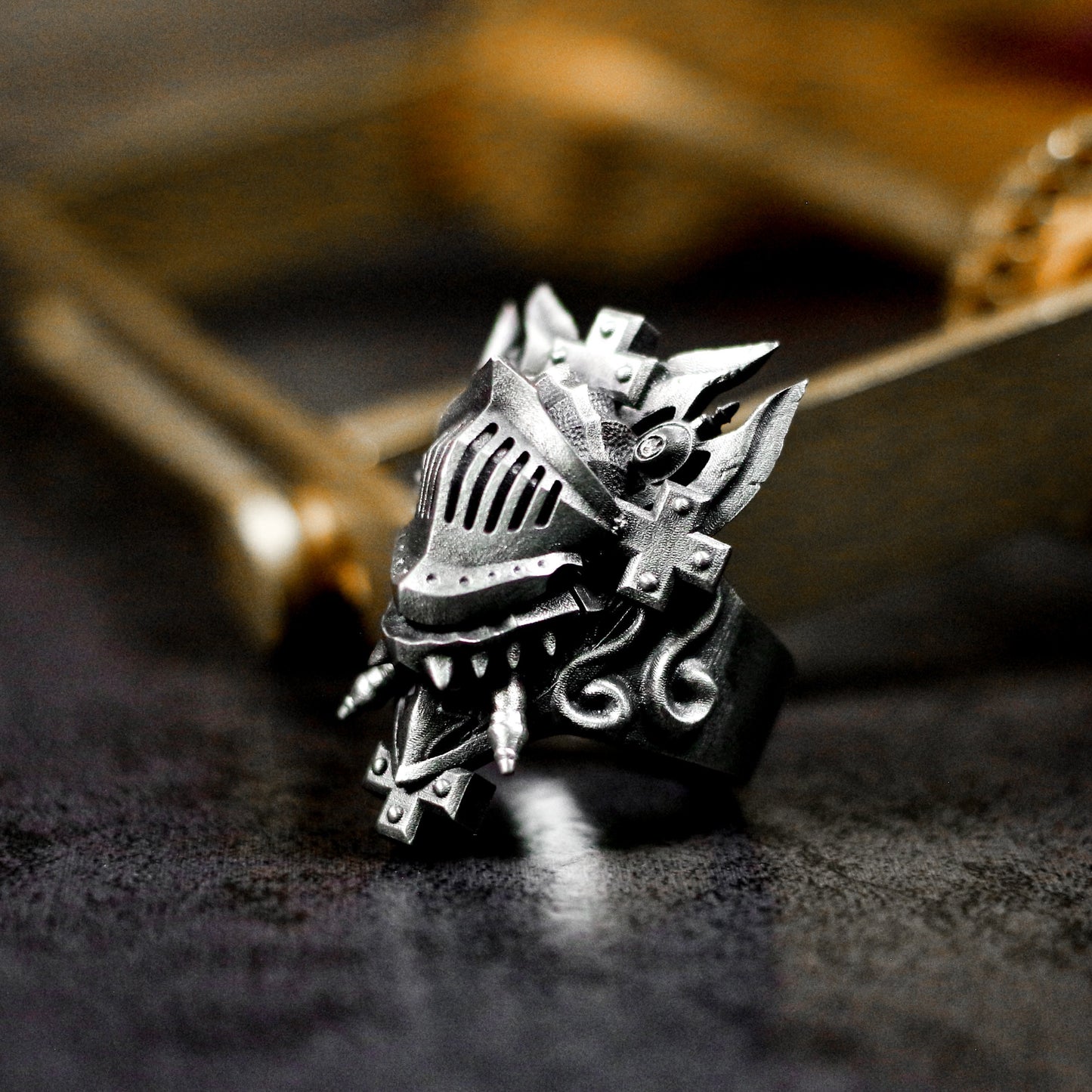 Knight Face Mask Ring - 925 Sterling Silver Handmade