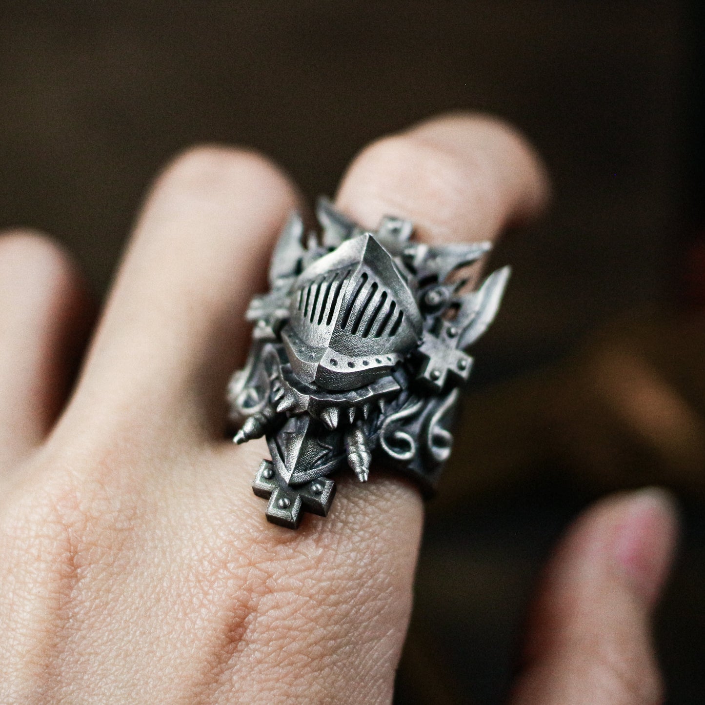 Knight Face Mask Ring - 925 Sterling Silver Handmade