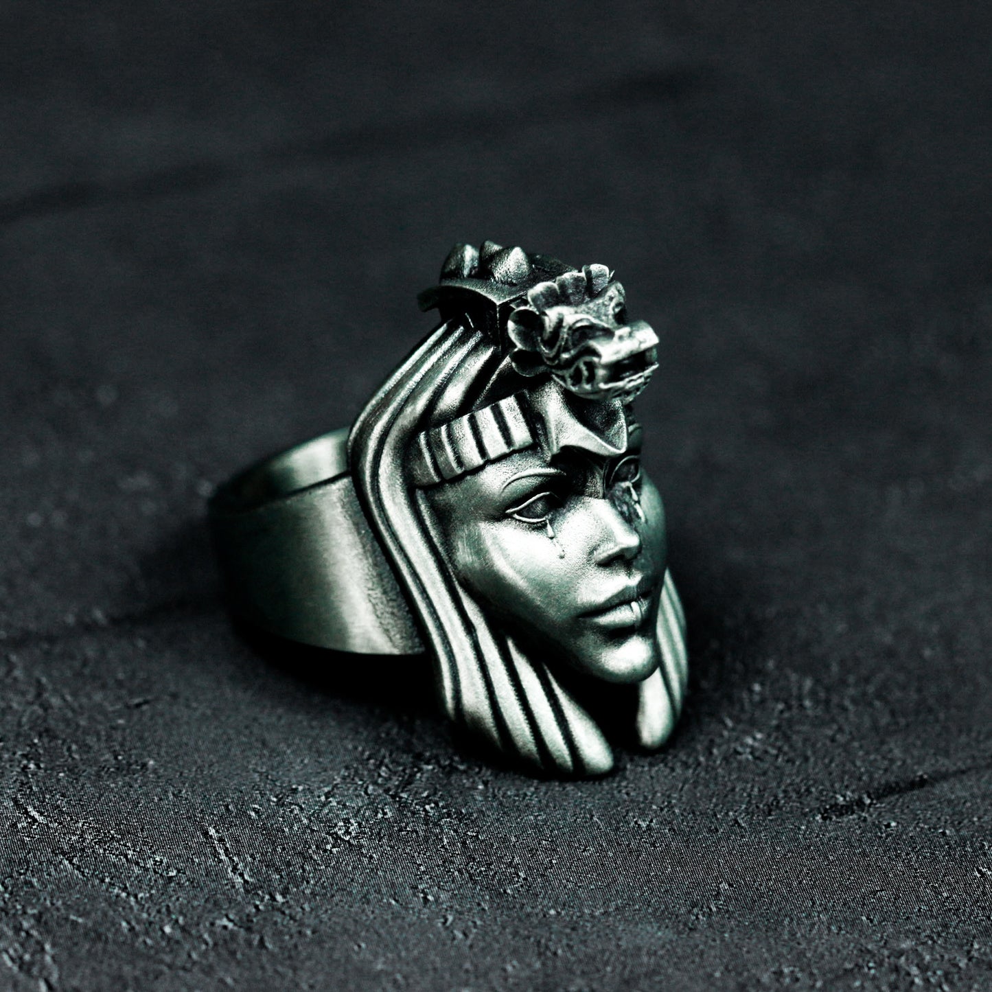 Egyptian Goddess Weeping Ring - 925 Silver Handmade