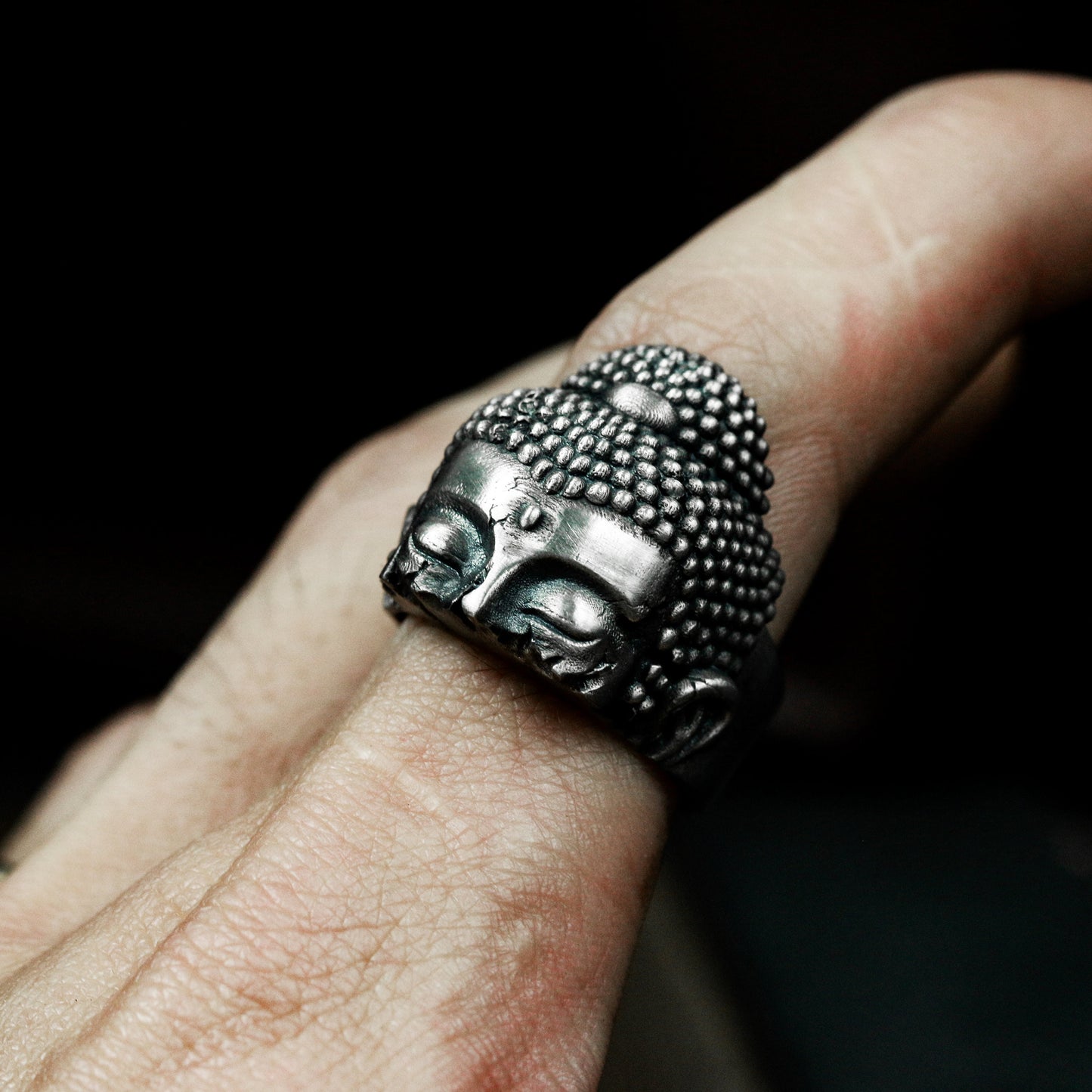 Buddha Head Ring - 925 Silver Handmade Sacred Design