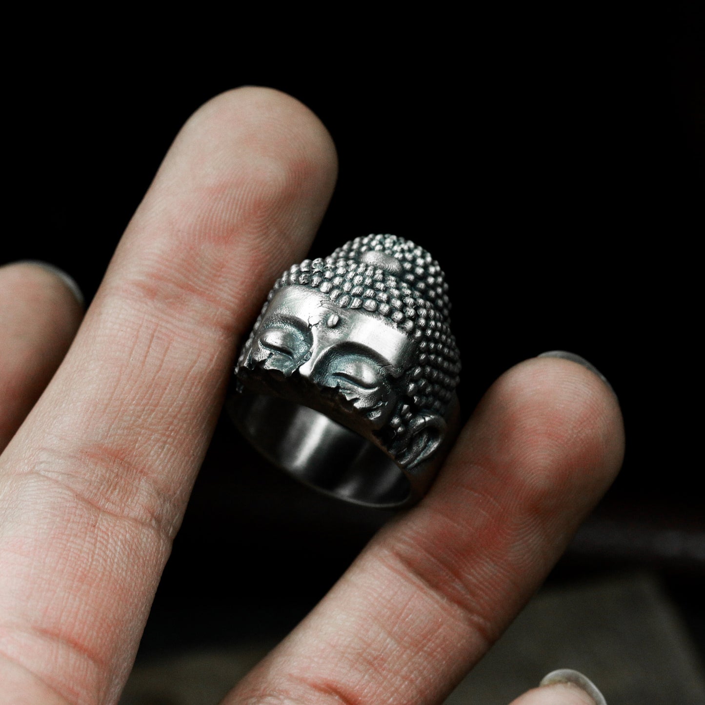 Buddha Head Ring - 925 Silver Handmade Sacred Design