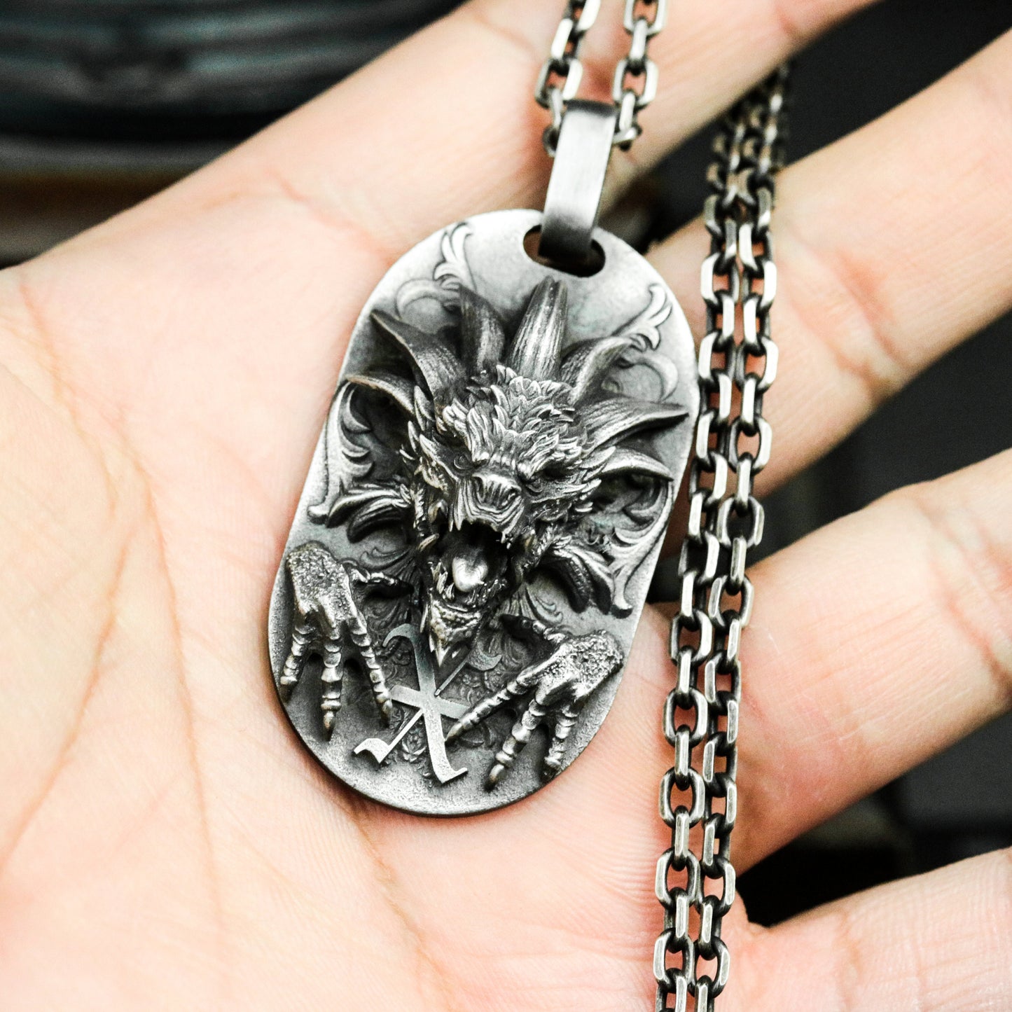 Infernal Seal Pendant ¨C 925 Sterling Silver Handmade