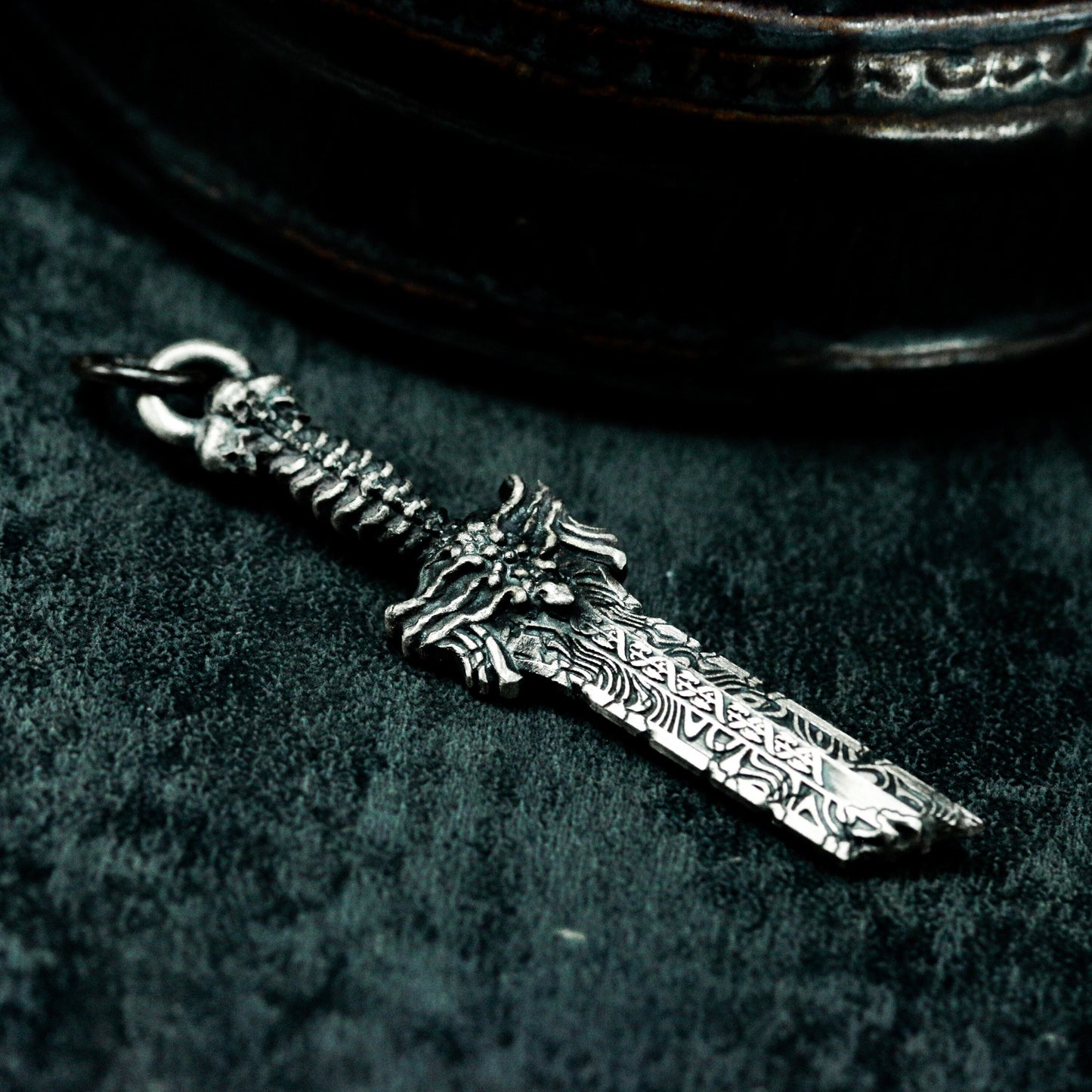 Dragon Sword Pendant - 925 Silver Handmade Fantasy Weapon