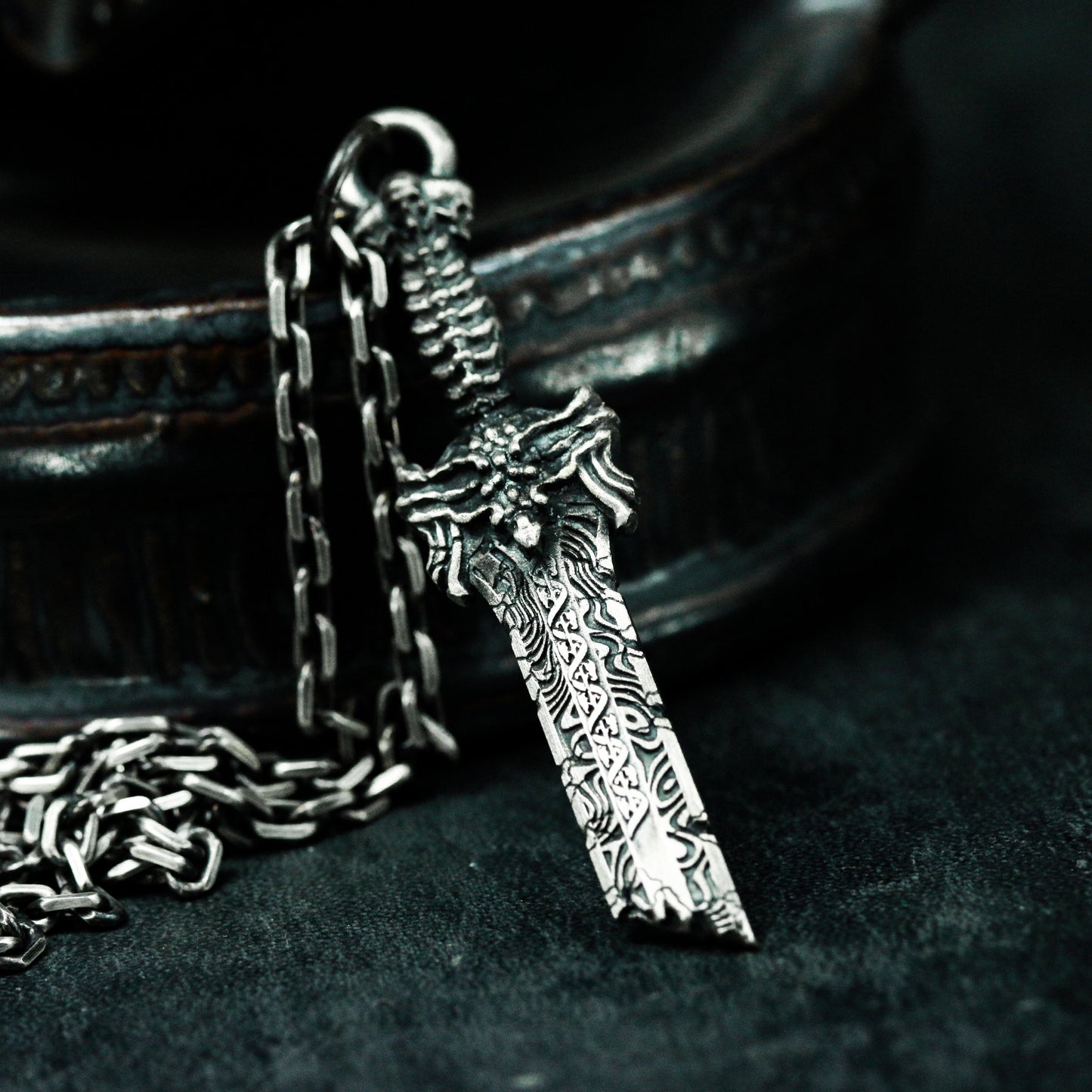 Dragon Sword Pendant - 925 Silver Handmade Fantasy Weapon
