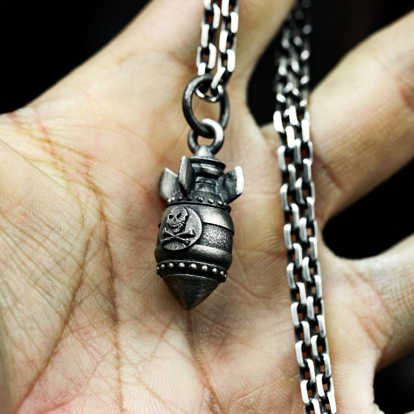 Mini Missile Pendant with Tactical Details ¨C 925 Sterling Silver Handmade