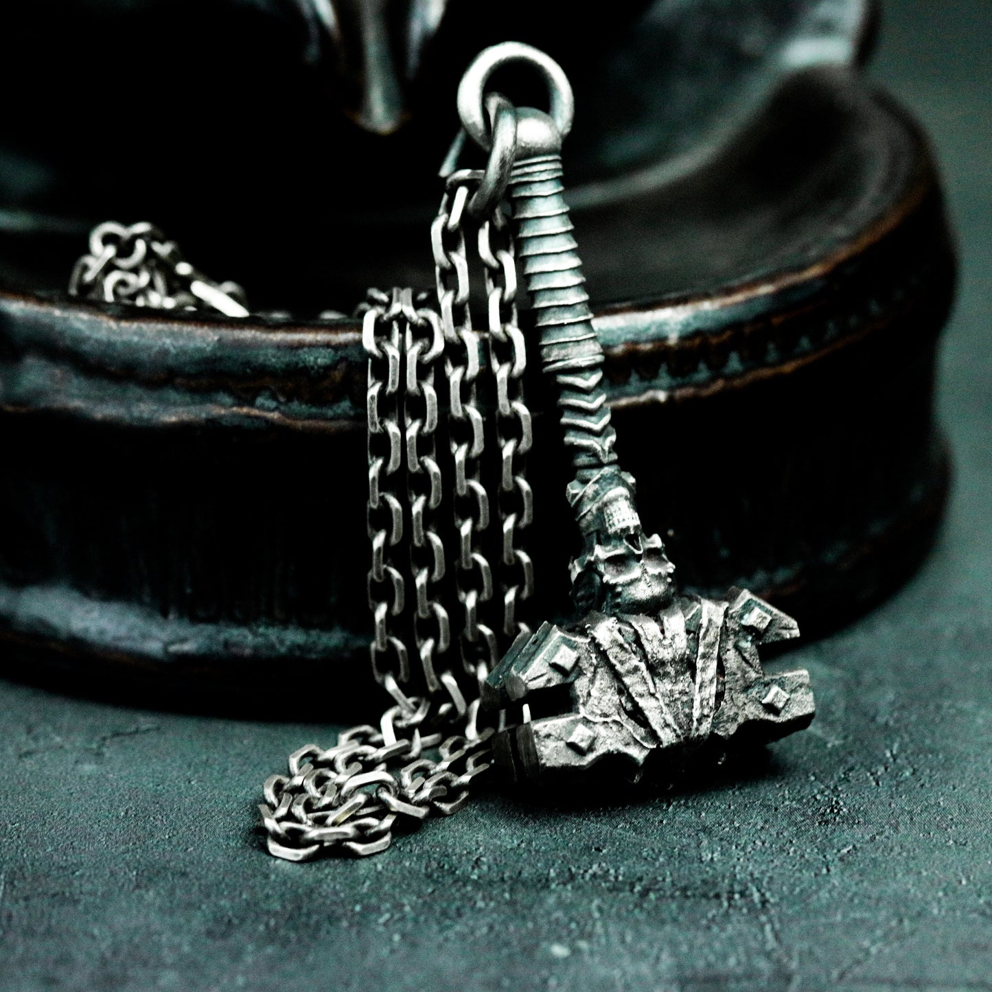 Runed Hammer Pendant ¨C 925 Silver Handmade