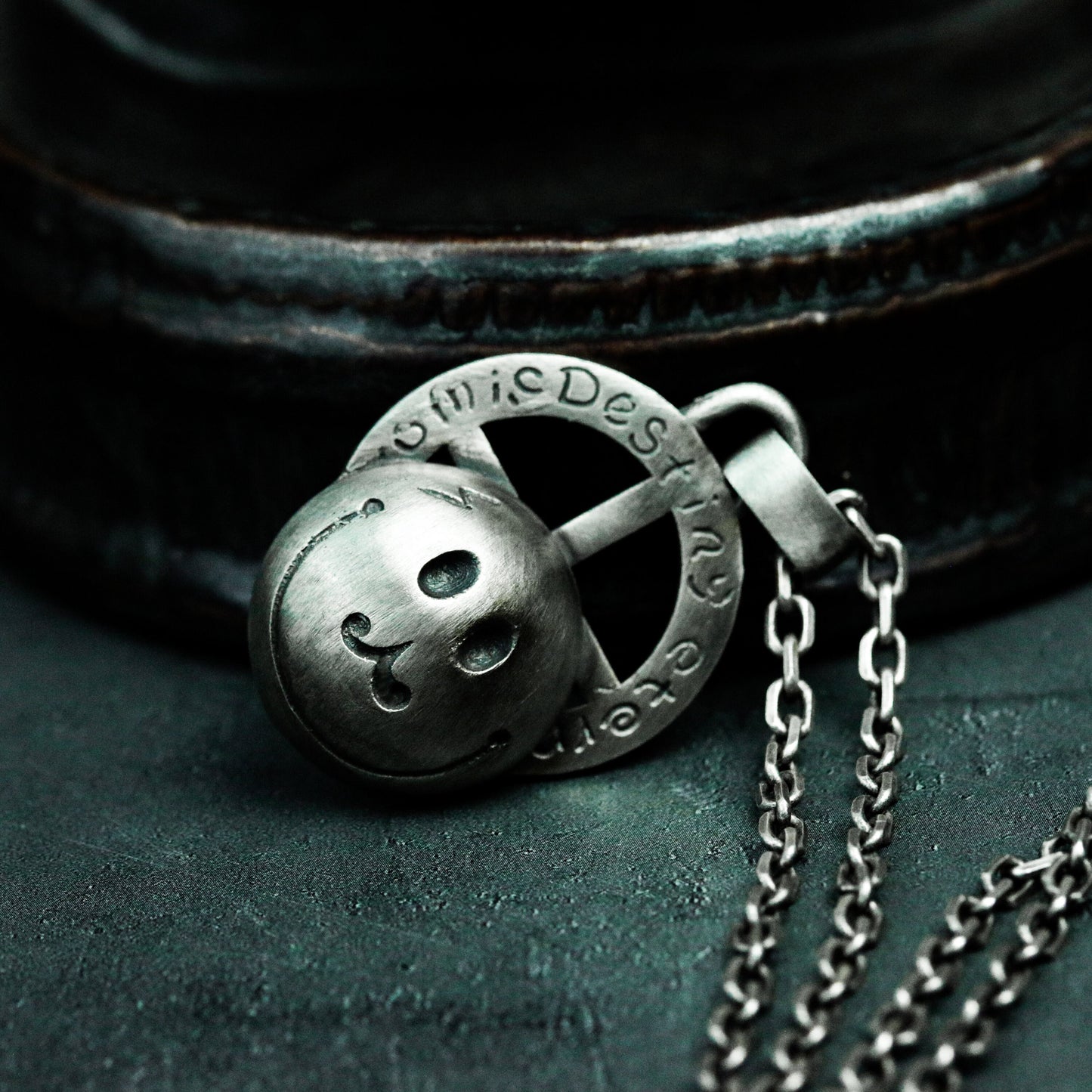 Smiley Skull Pendant ¨C Handmade 925 Silver Dark Humor Necklace