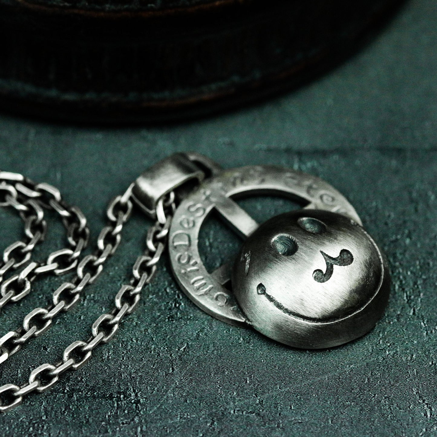 Smiley Skull Pendant ¨C Handmade 925 Silver Dark Humor Necklace