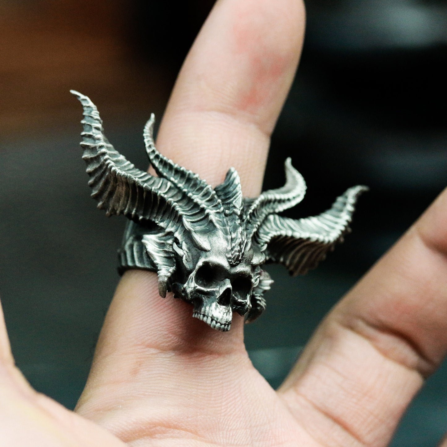 Horned Demon Ring ¨C 925 Silver Handmade