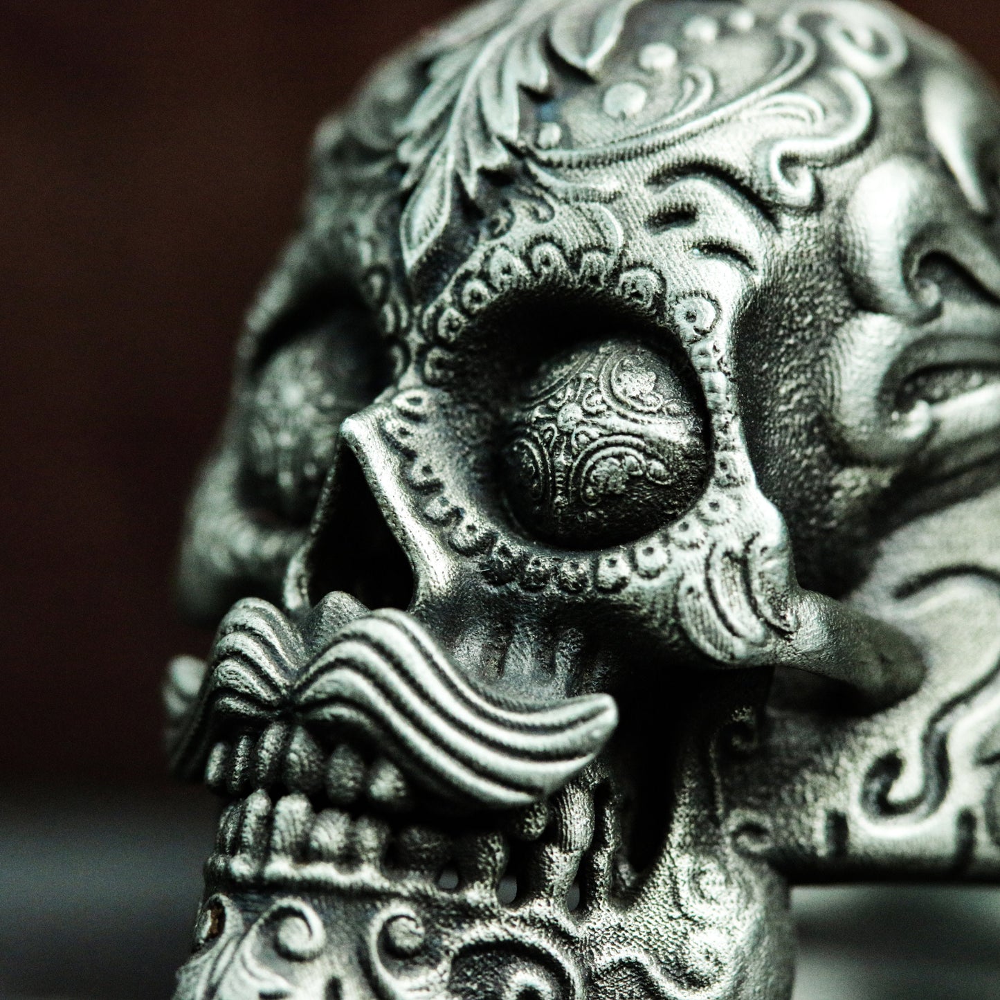 Tattoo Skull Ring - 925 Sterling Silver Handmade