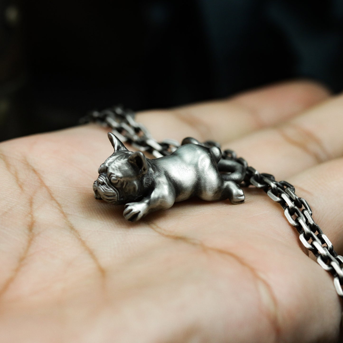 French Bulldog Pendant ¨C 925 Silver Handmade