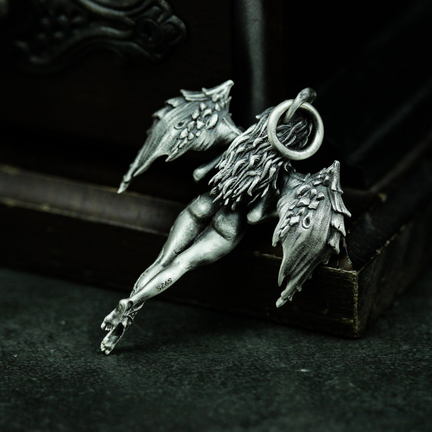 Fallen Angel Pendant - 925 Silver Handmade Gothic Guardian