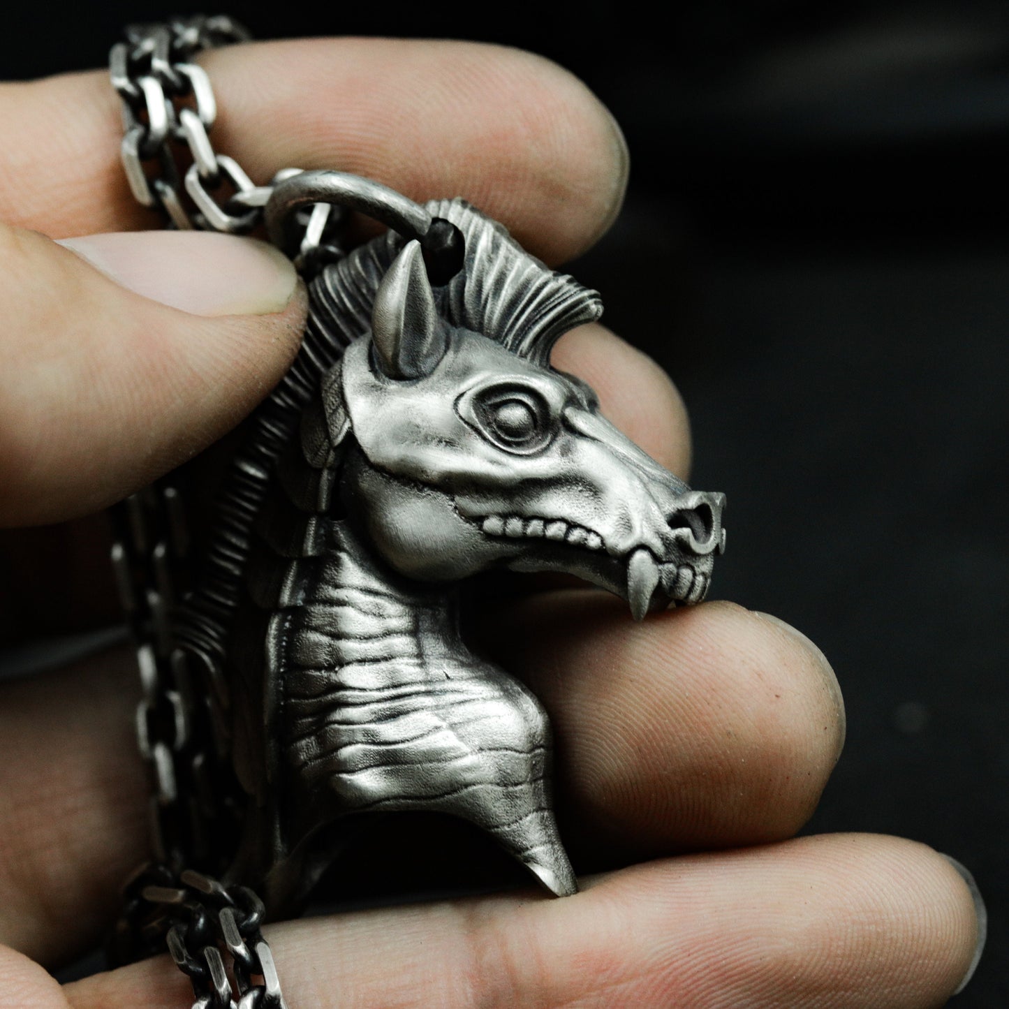 Zombie Horse Pendant - 925 Silver Handmade