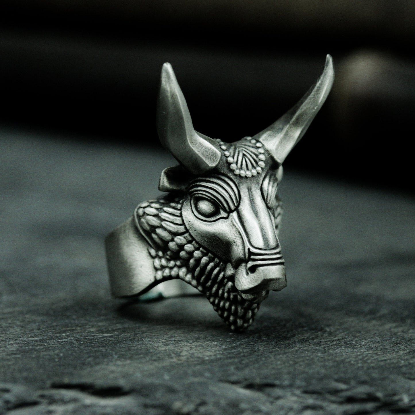 Bull Totem Ring ¨C Handmade 925 Silver Tribal Guardian Band