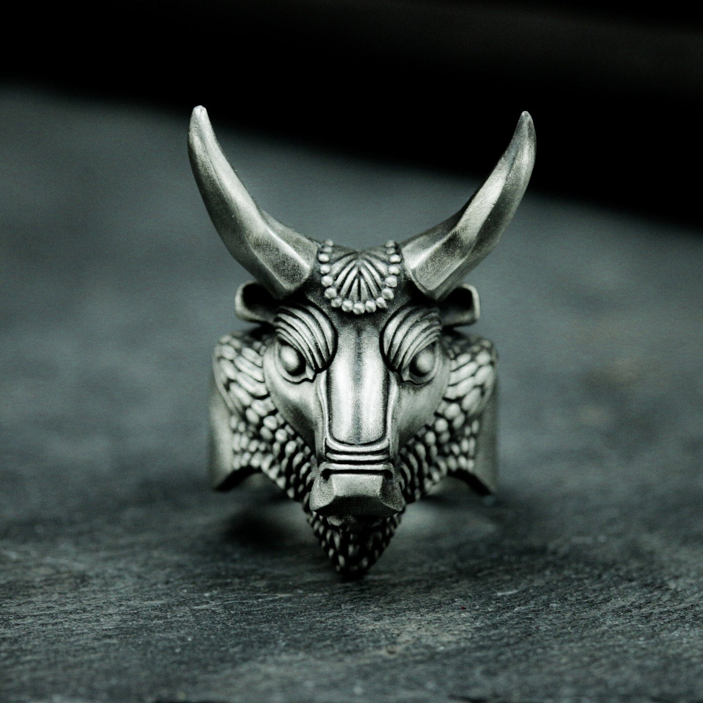Bull Totem Ring ¨C Handmade 925 Silver Tribal Guardian Band