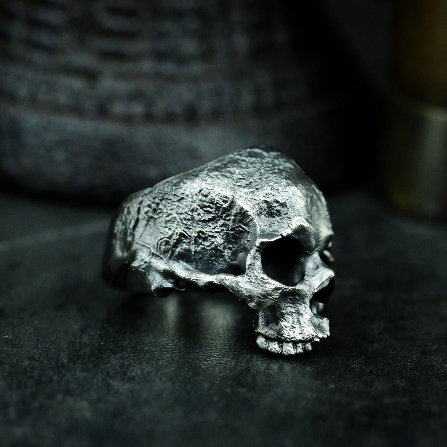 Cracked Skull Ring - 925 Silver Handmade Wounded Symbol