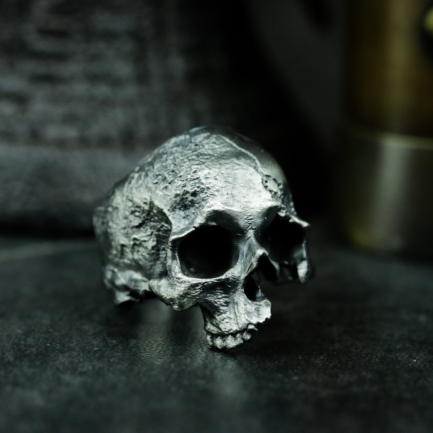 Cracked Skull Ring - 925 Silver Handmade Wounded Symbol