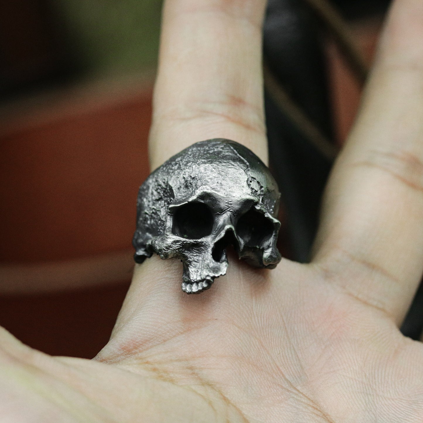 Cracked Skull Ring - 925 Silver Handmade Wounded Symbol