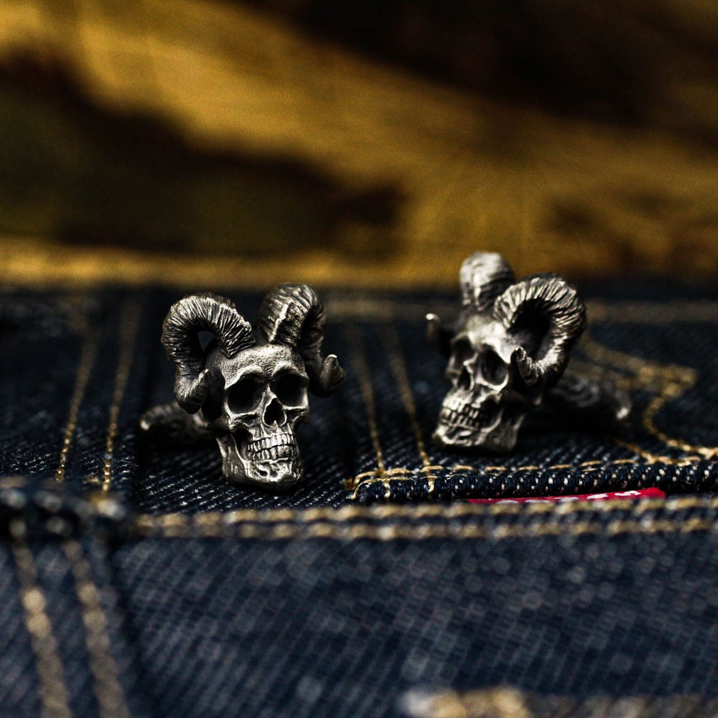 Ram's Horn Skull Cufflinks - 925 Silver Handmade