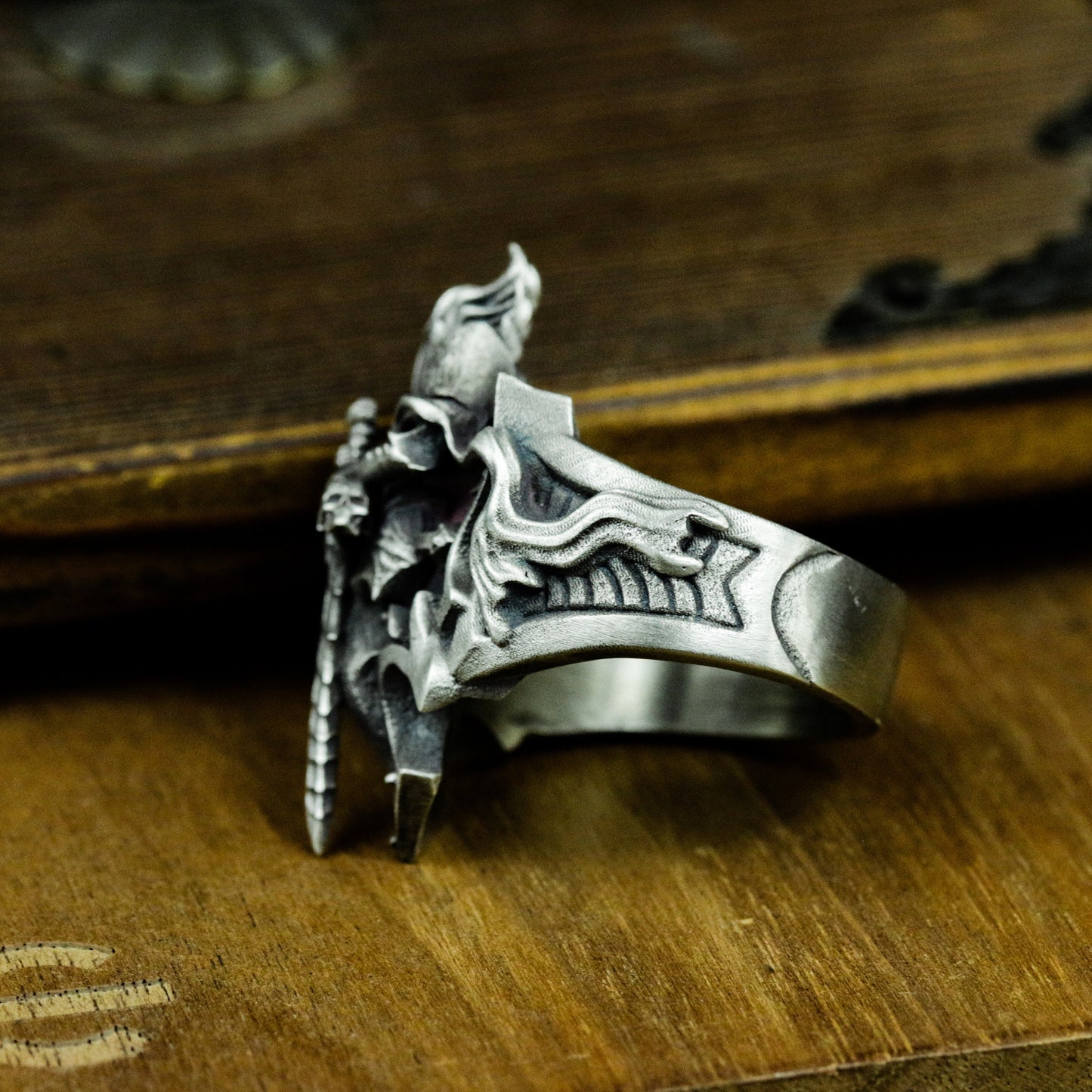 Horned Demon Sword Ring - 925 Sterling Silver Handmade