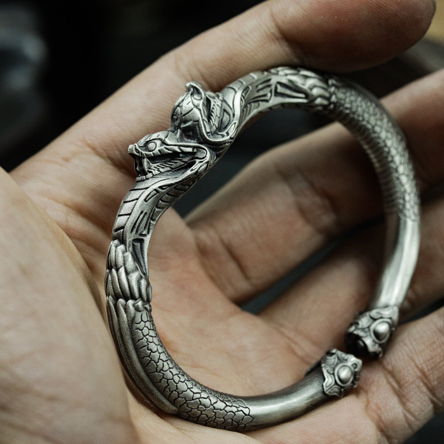 Quetzalcoatl Cobra Bracelet - 925 Silver Handmade