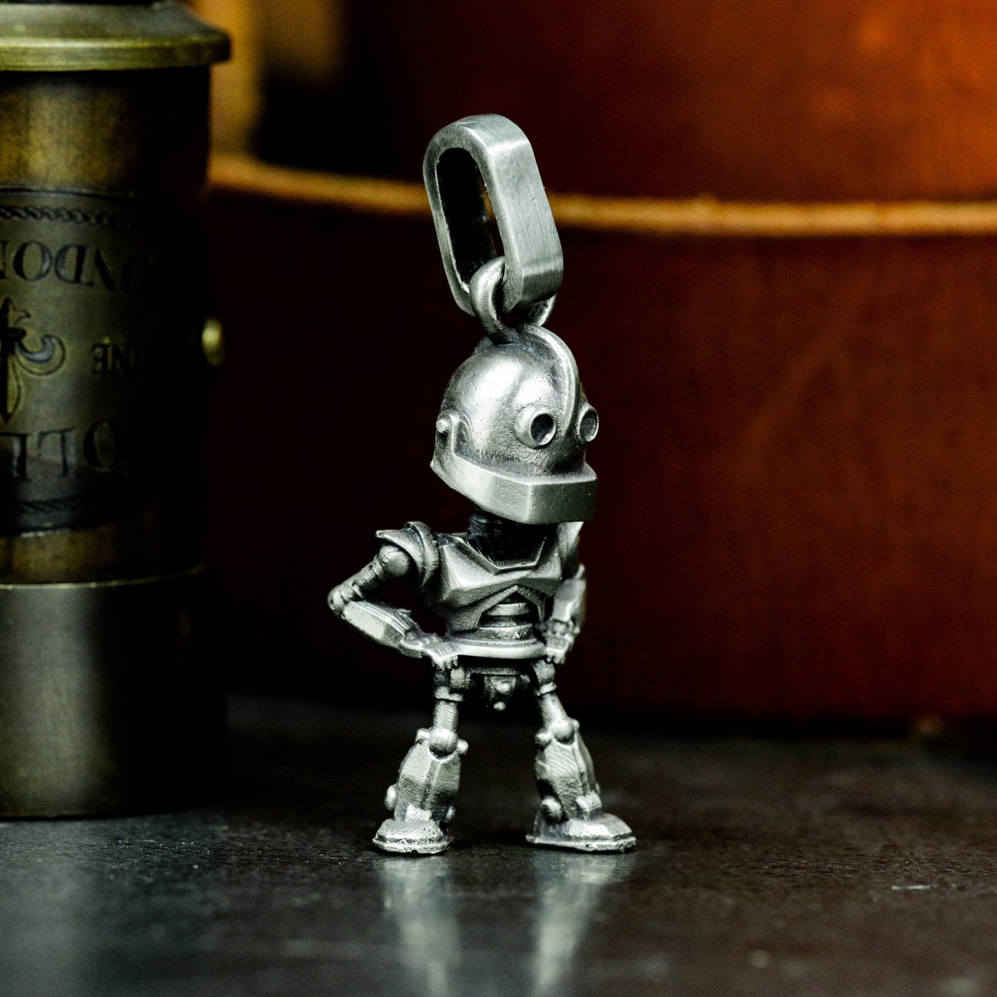 Robot Memory Pendant ¨C Handmade 925 Silver Childhood Mech Charm