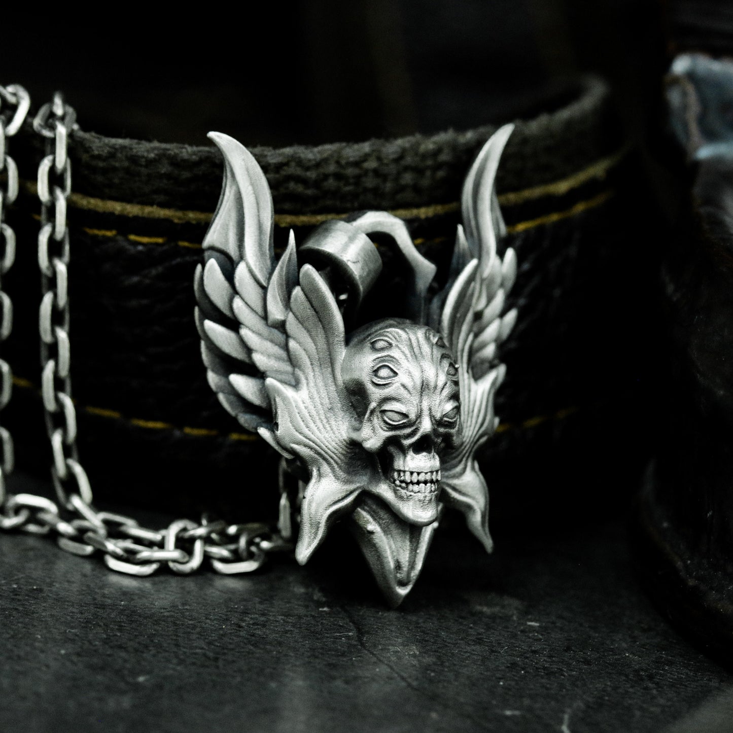 Winged God Pendant ¨C Handmade 925 Silver Beast Deity Necklace
