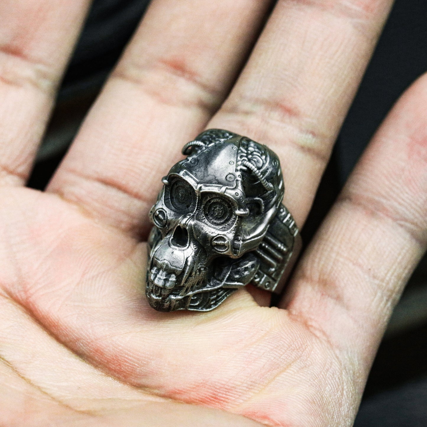 Mechanical Gorilla Skull Ring - 925 Sterling Silver Handmade