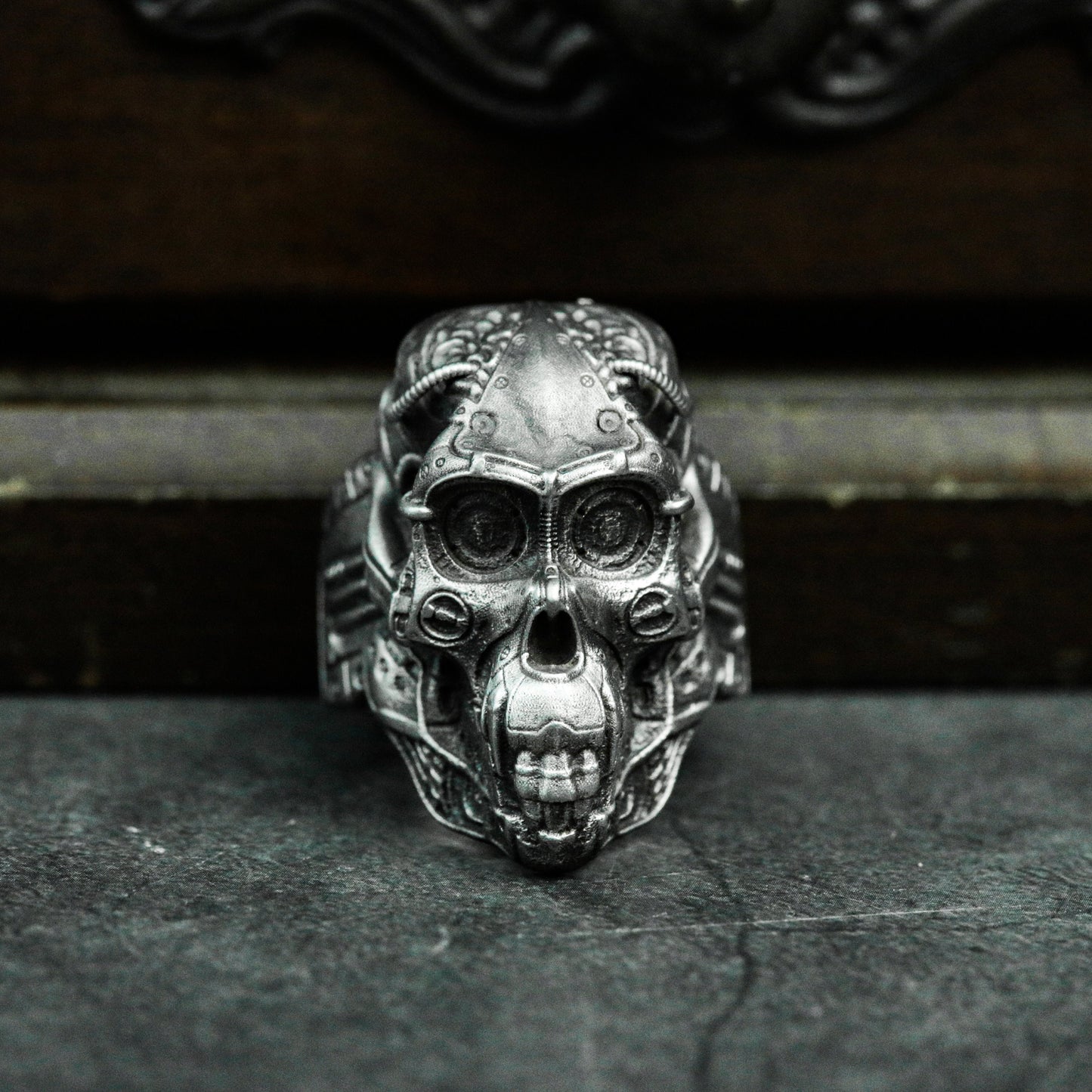 Mechanical Gorilla Skull Ring - 925 Sterling Silver Handmade
