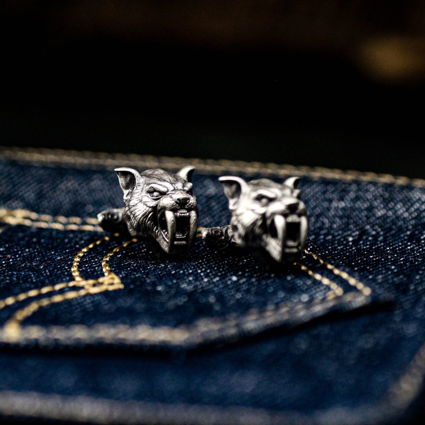 Saber-toothed Tiger Cufflinks - 925 Silver Handmade