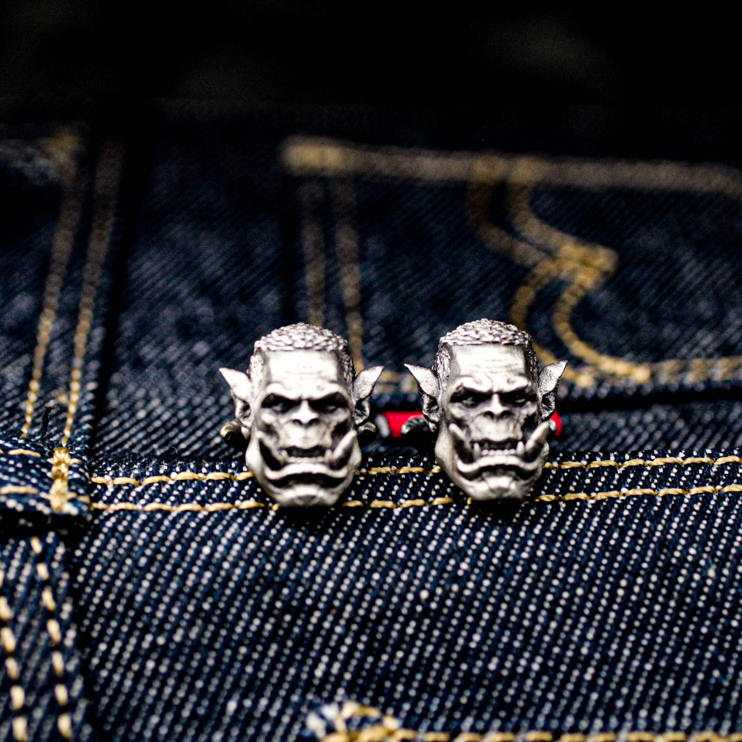 Orc Cufflinks, Berserker Hunter - 925 Sterling Silver Handmade