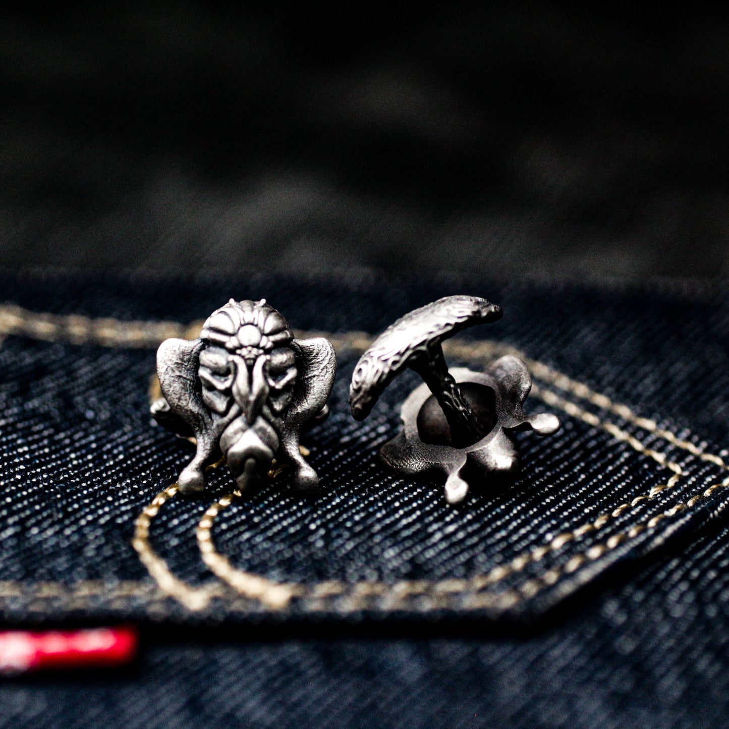 Moth Button Cufflinks - 925 Sterling Silver Handmade