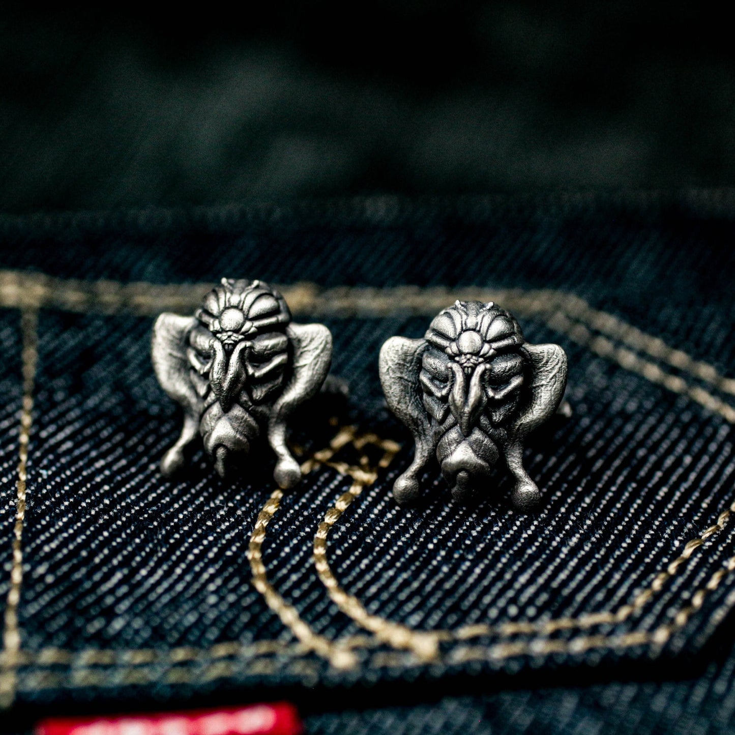 Moth Button Cufflinks - 925 Sterling Silver Handmade