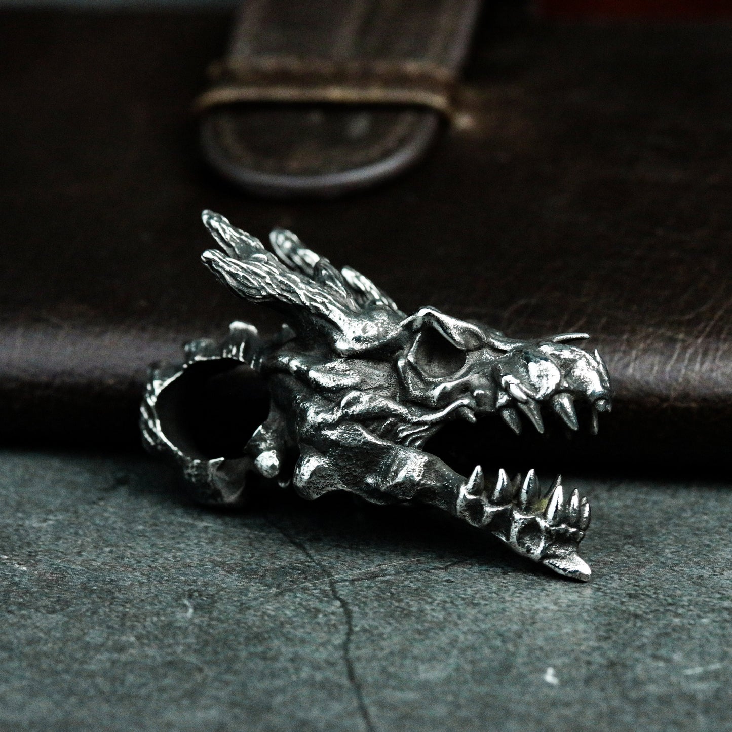 Dragon Skull Pendant - 925 Silver Handmade Fantasy Beast