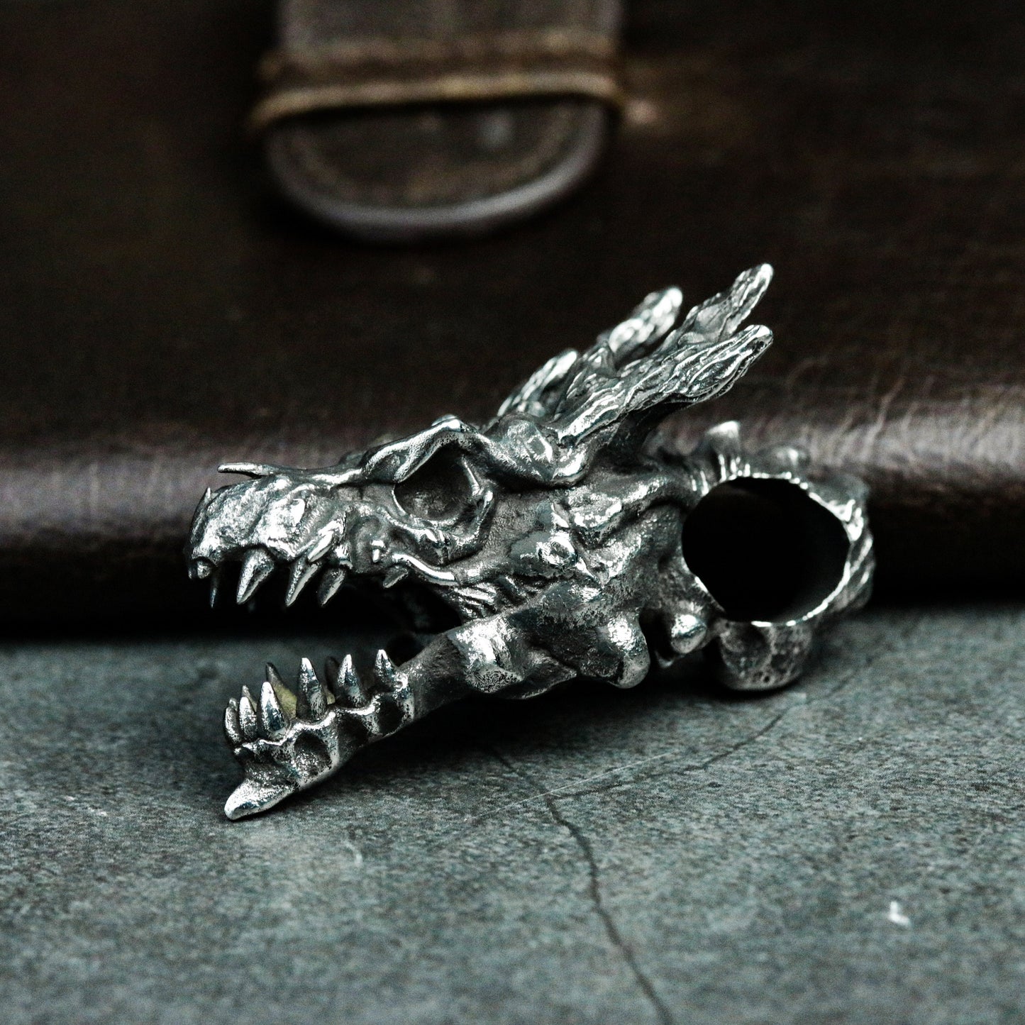 Dragon Skull Pendant - 925 Silver Handmade Fantasy Beast