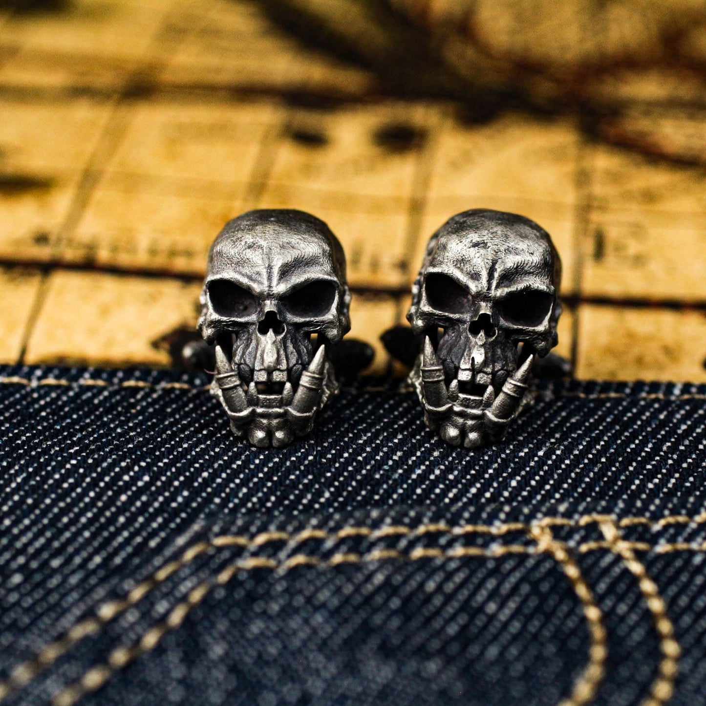 Orc Warrior Cufflinks - Handmade 925 Sterling Silver