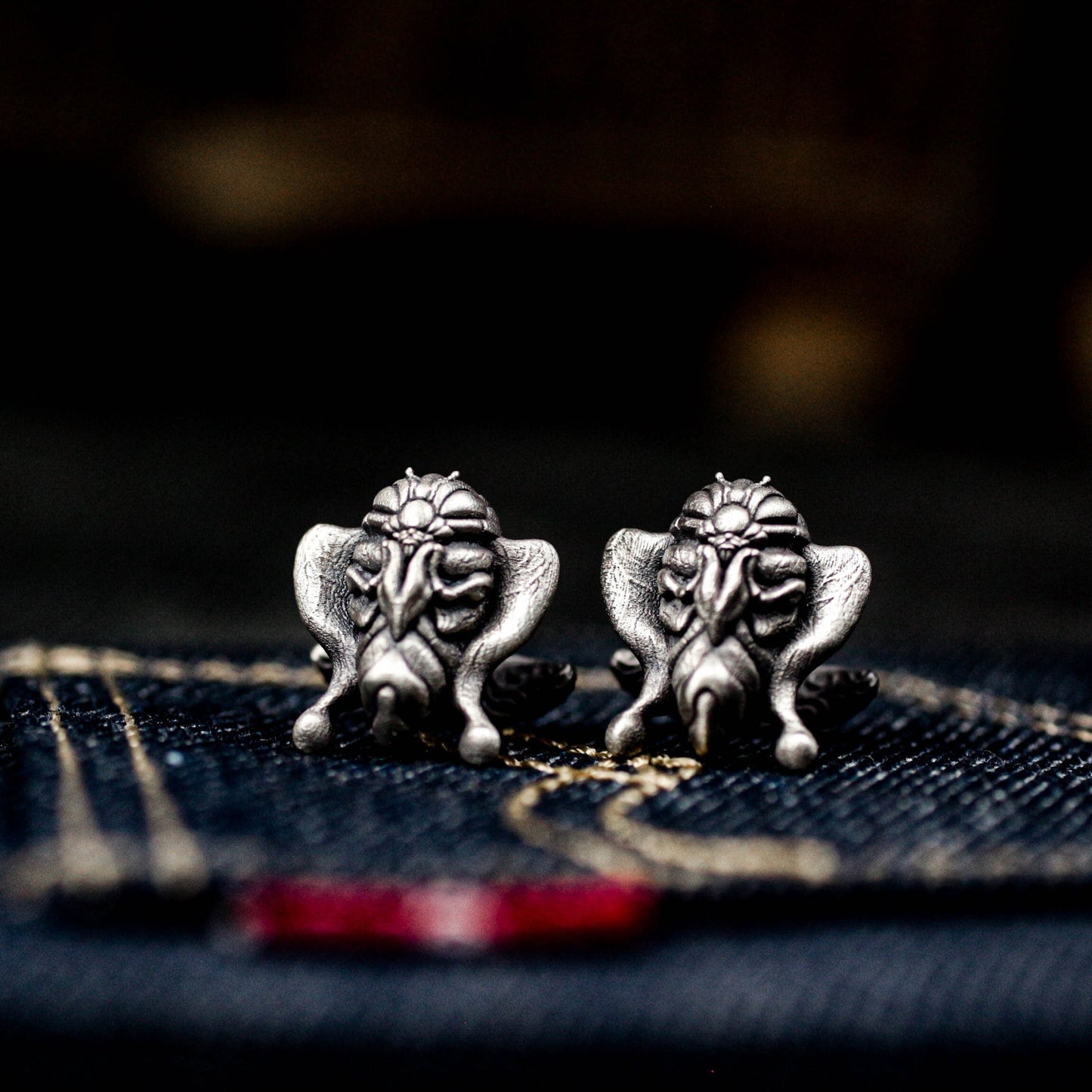 Moth Button Cufflinks - 925 Sterling Silver Handmade