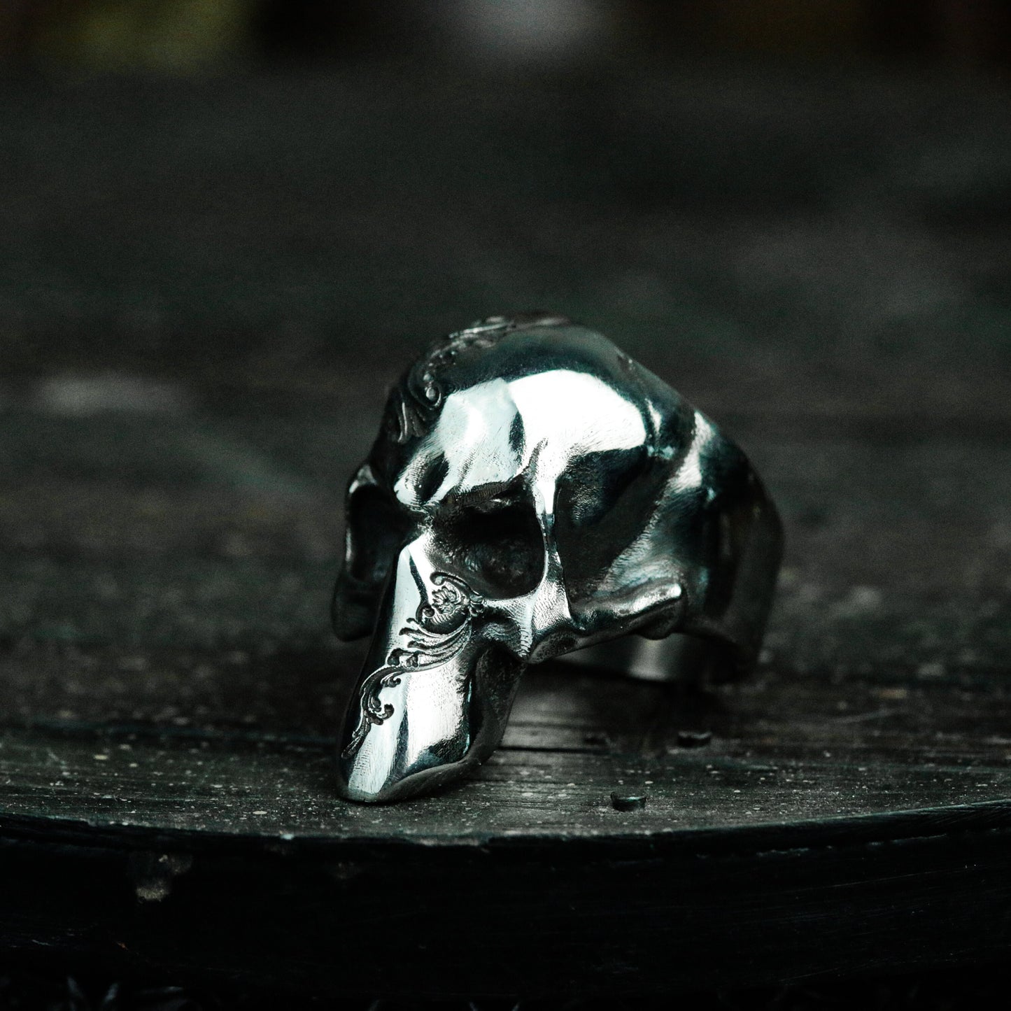Half Skull Ring - 925 Silver Handmade Gothic Mask