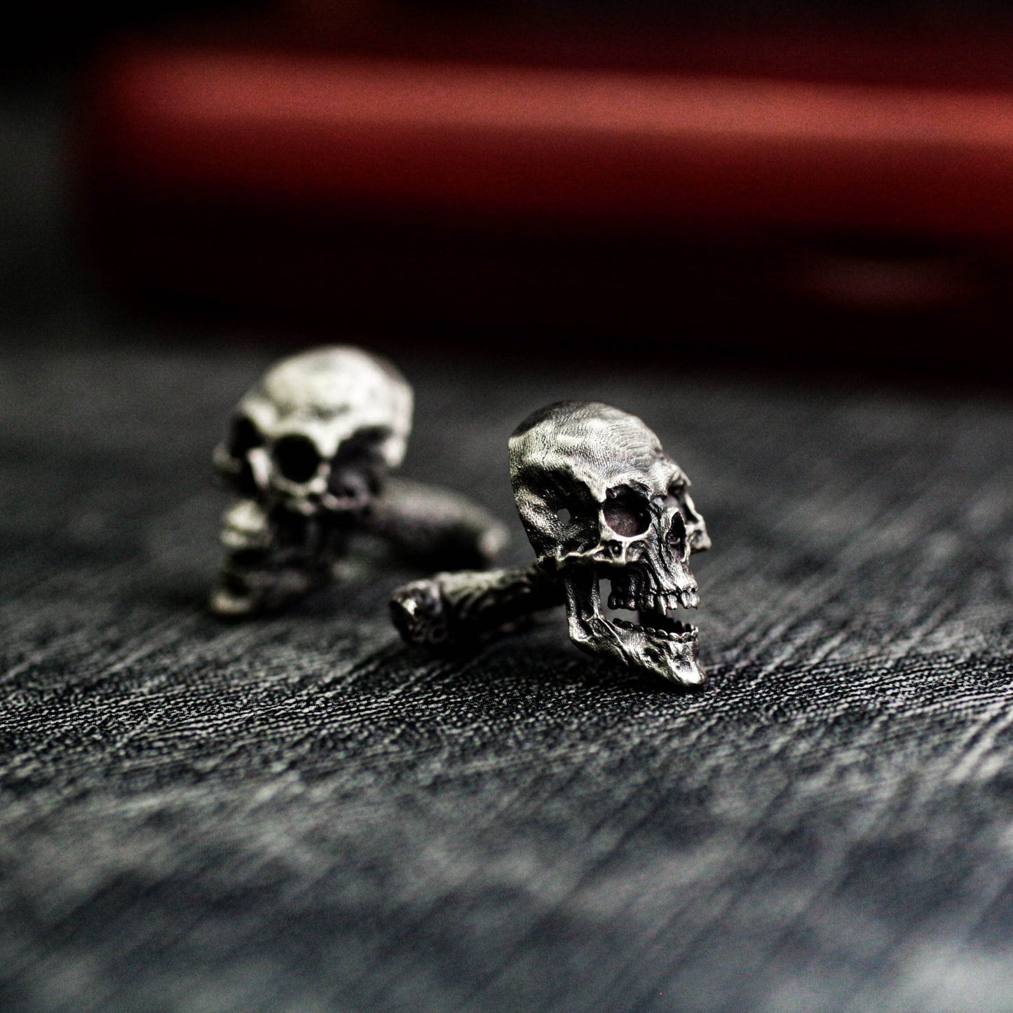 Biker Skull Cufflinks - Gothic Rock Style 925 Silver Handmade
