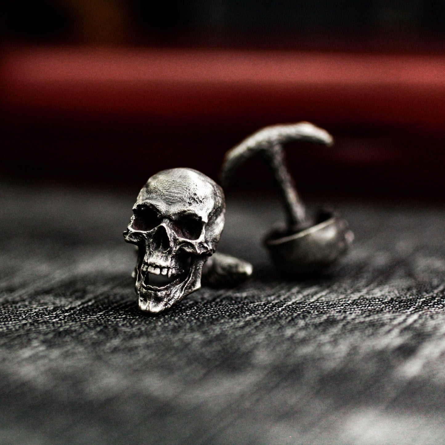 Biker Skull Cufflinks - Gothic Rock Style 925 Silver Handmade