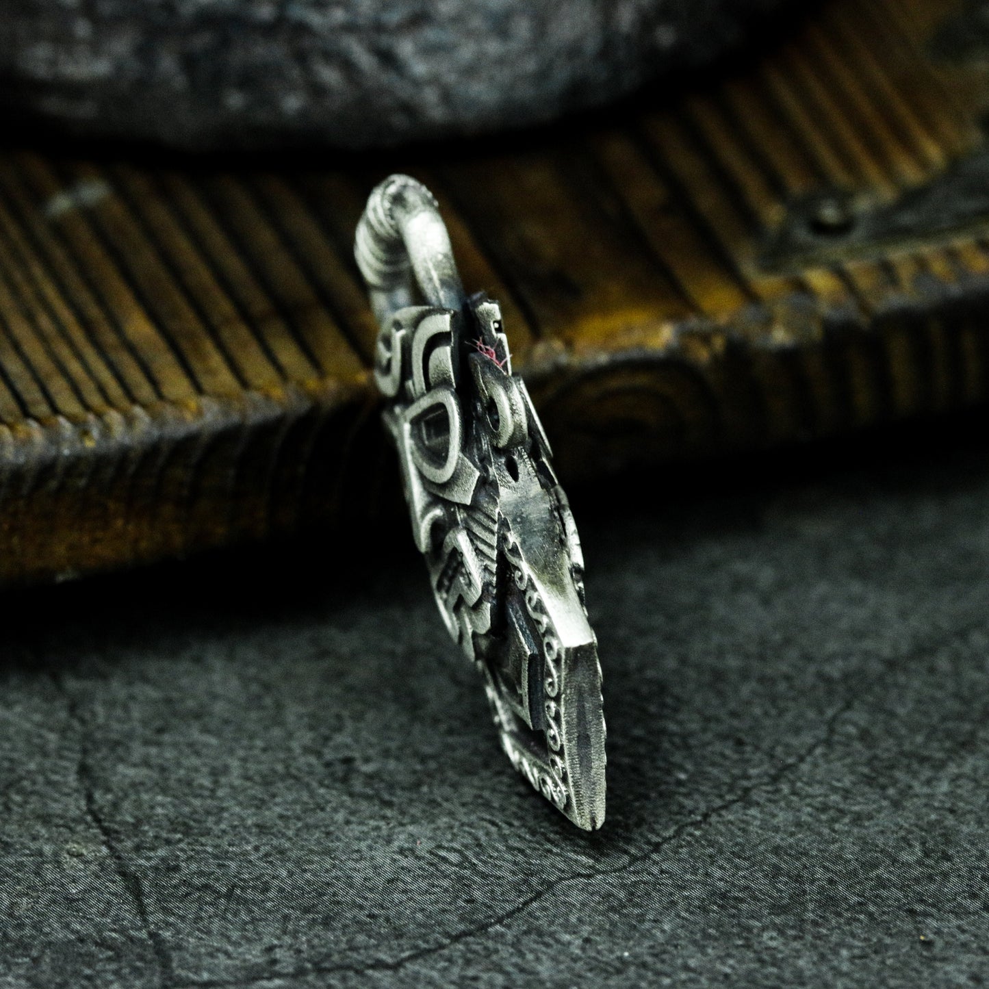 Tribal Mask Pendant ¨C Handmade 925 Silver Ancient Totem Necklace
