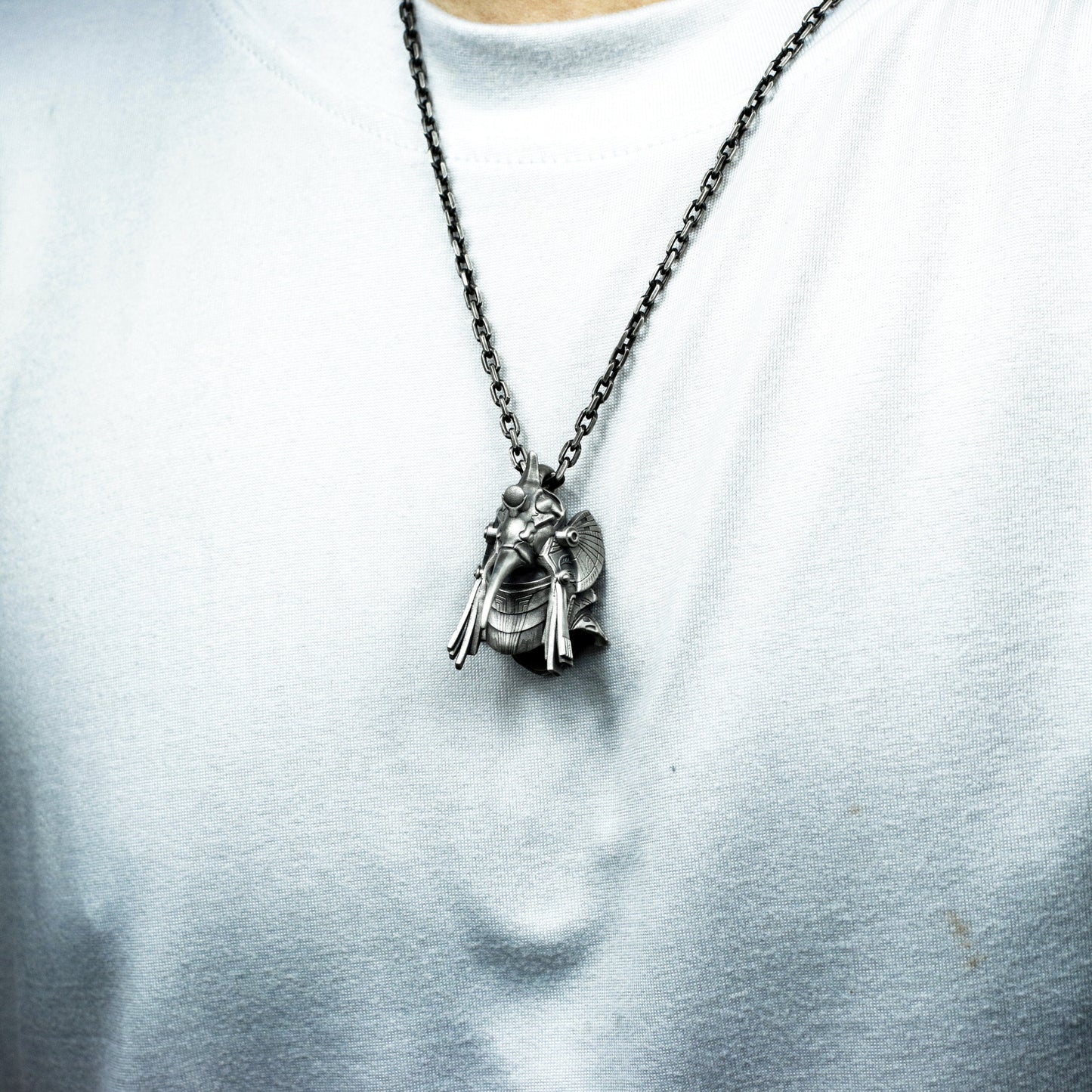 Thoth Ibis Pendant with Cybernetic Style - 925 Sterling Silver Handmade