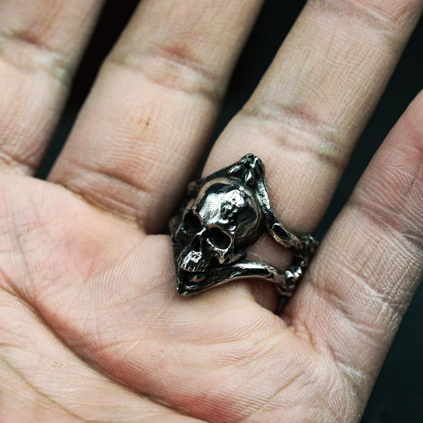 Skull Bite Ring - 925 Silver Handmade Edgy Design