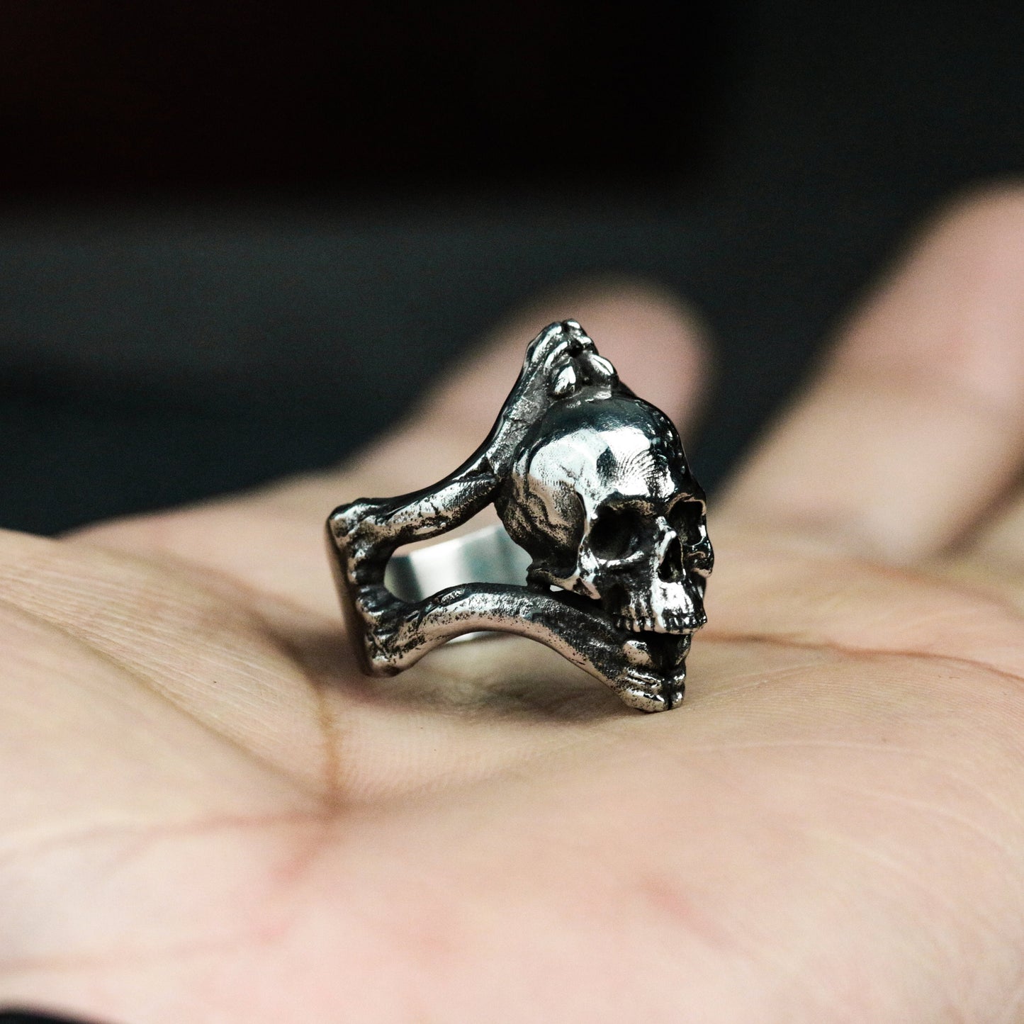 Skull Bite Ring - 925 Silver Handmade Edgy Design