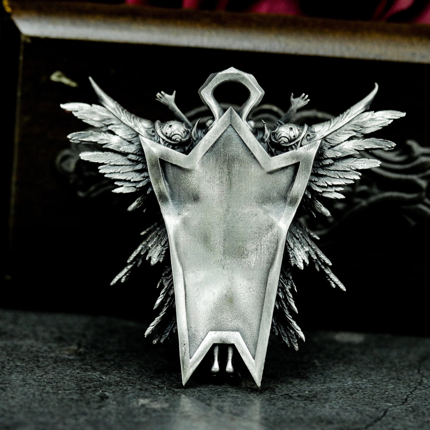 Fallen Angel Pendant with Outstretched Wings - 925 Sterling Silver Handmade
