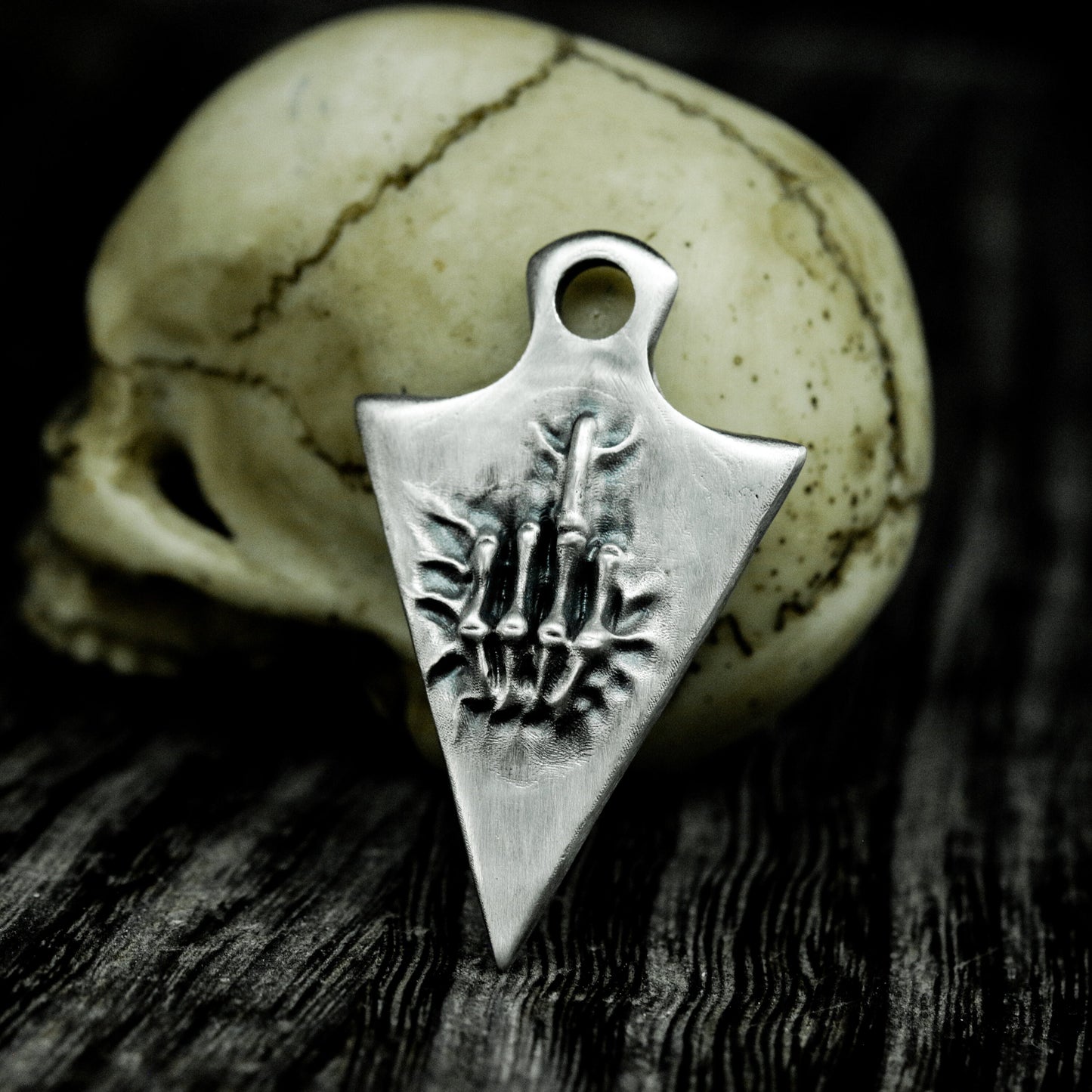 Shield Hand Pendant ¨C Handmade 925 Silver Skeletal Sigil Necklace