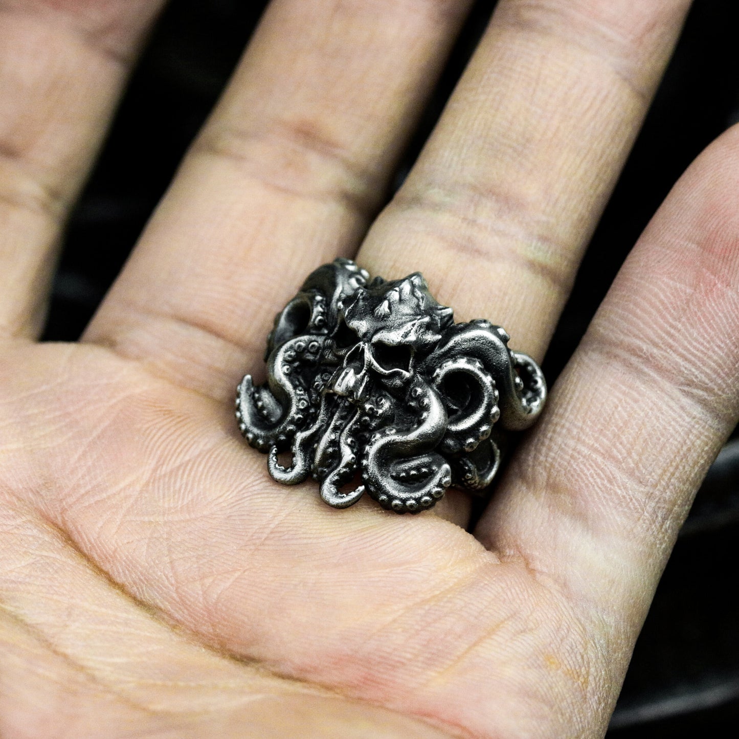 Octopus Tentacle Ring with Twisting Design ¨C 925 Sterling Silver Handmade